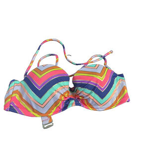 Victoria's Secret Swim Bikini Top size 36B Colorful Chevron Triangle Underwire